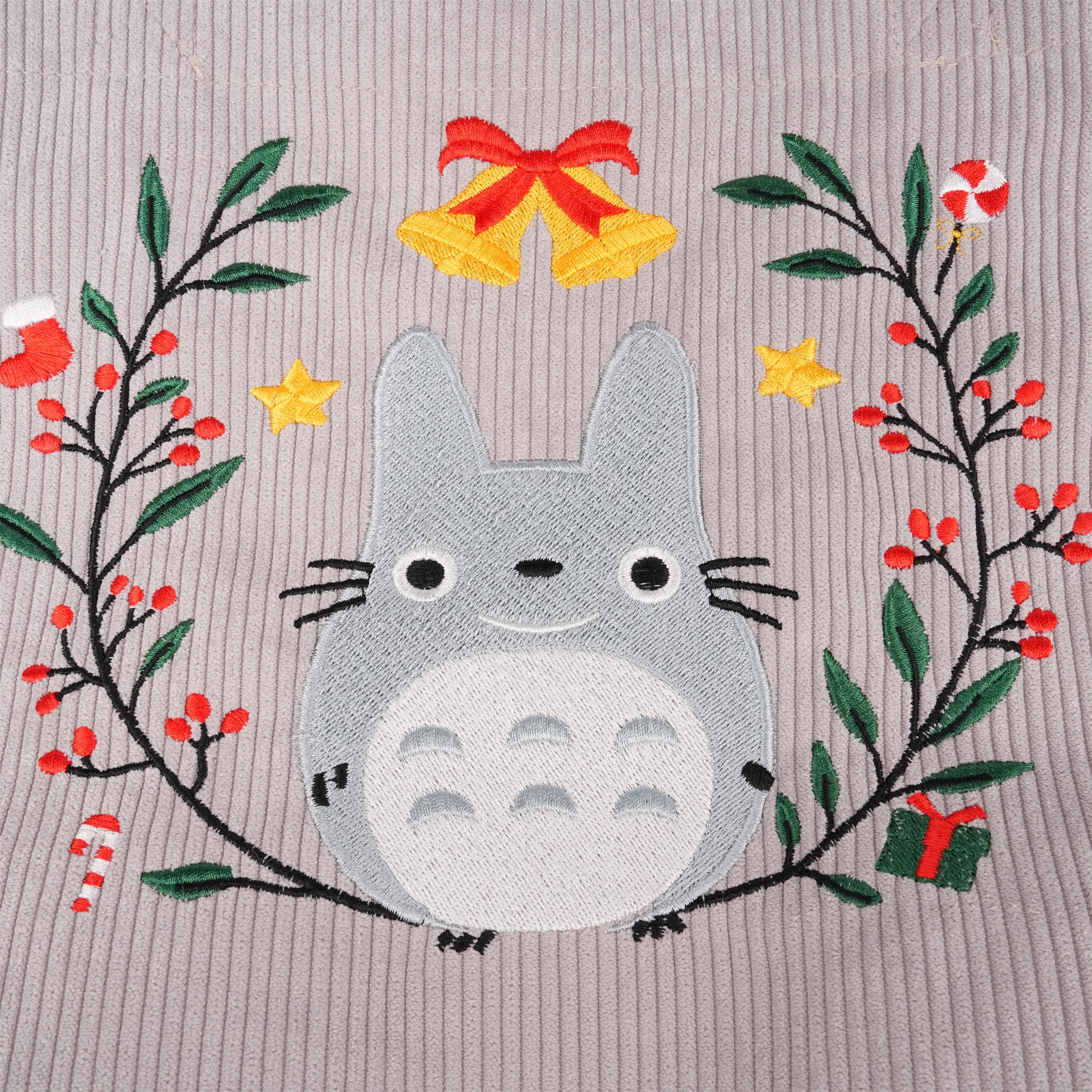 Handmade Embroidered Garland Totoro Corduroy Tote Bag