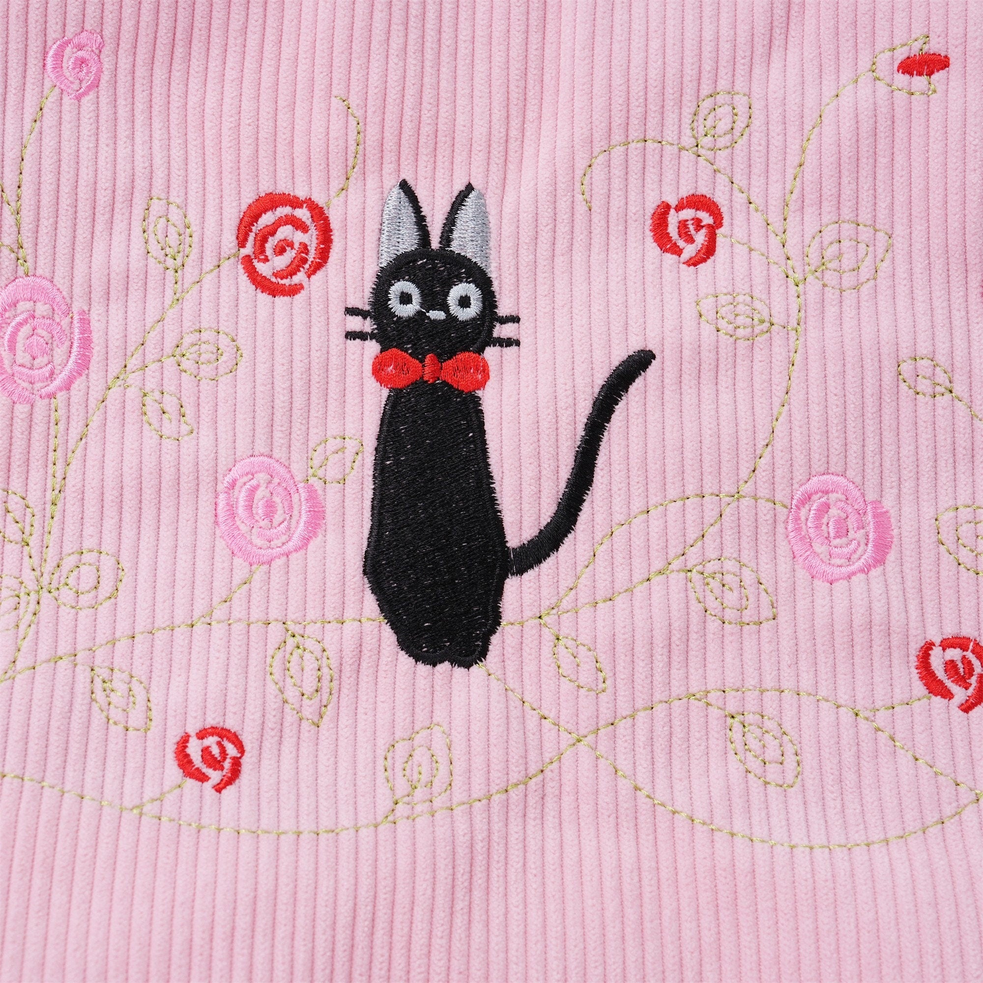 Handmade Totoro/Kiki/Black Cat Embroidered Corduroy Shoulder Tote Bag