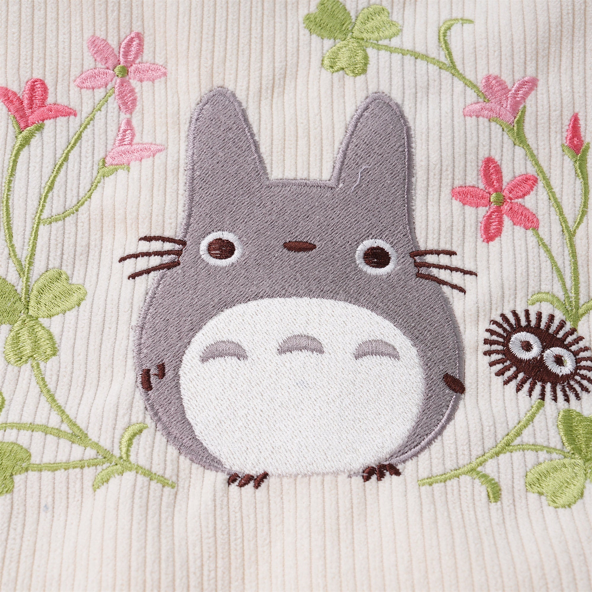 Handmade Totoro/Kiki/Black Cat Embroidered Corduroy Shoulder Tote Bag