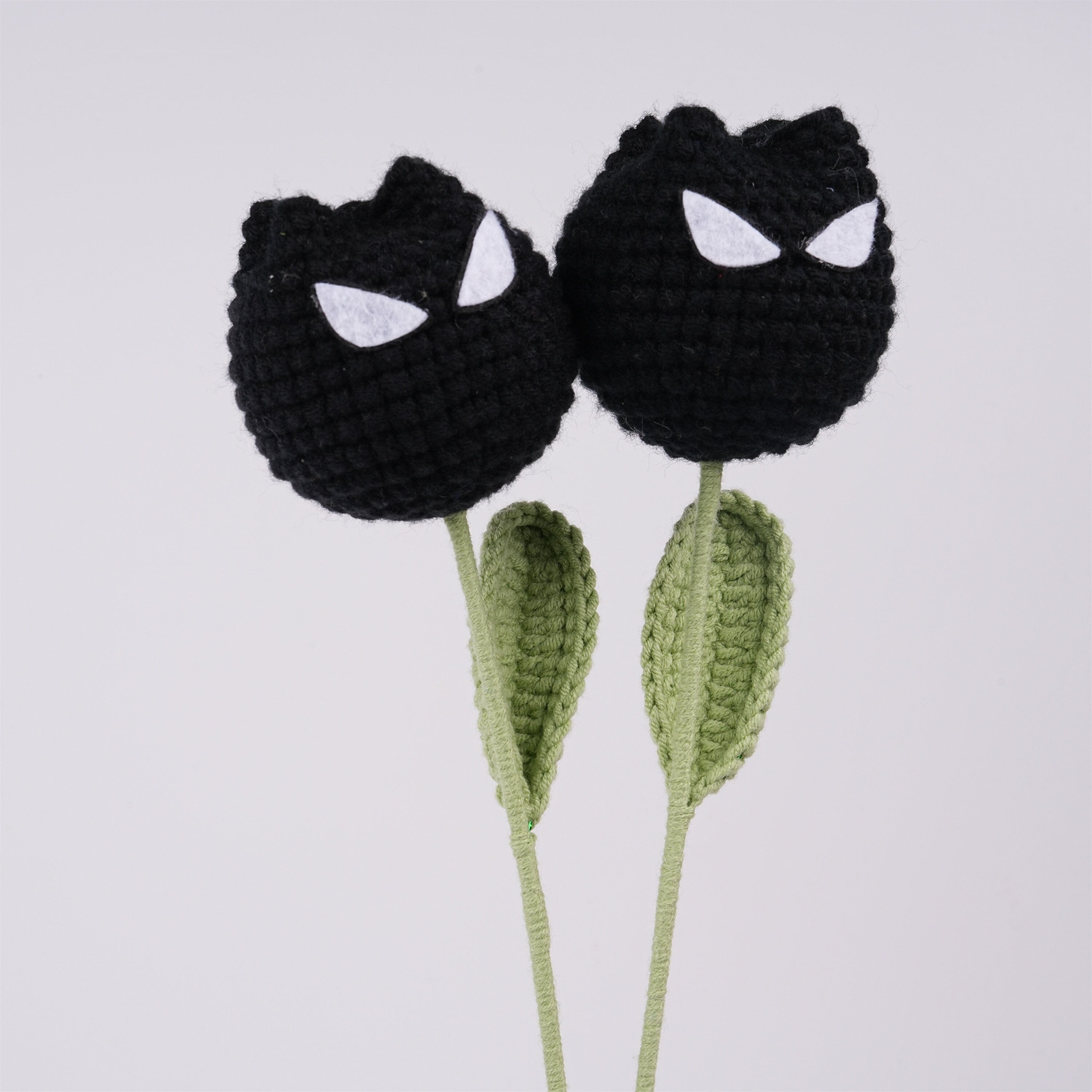 Handmade Knitted Black Spider-Man Tulip Crochet Bouquet