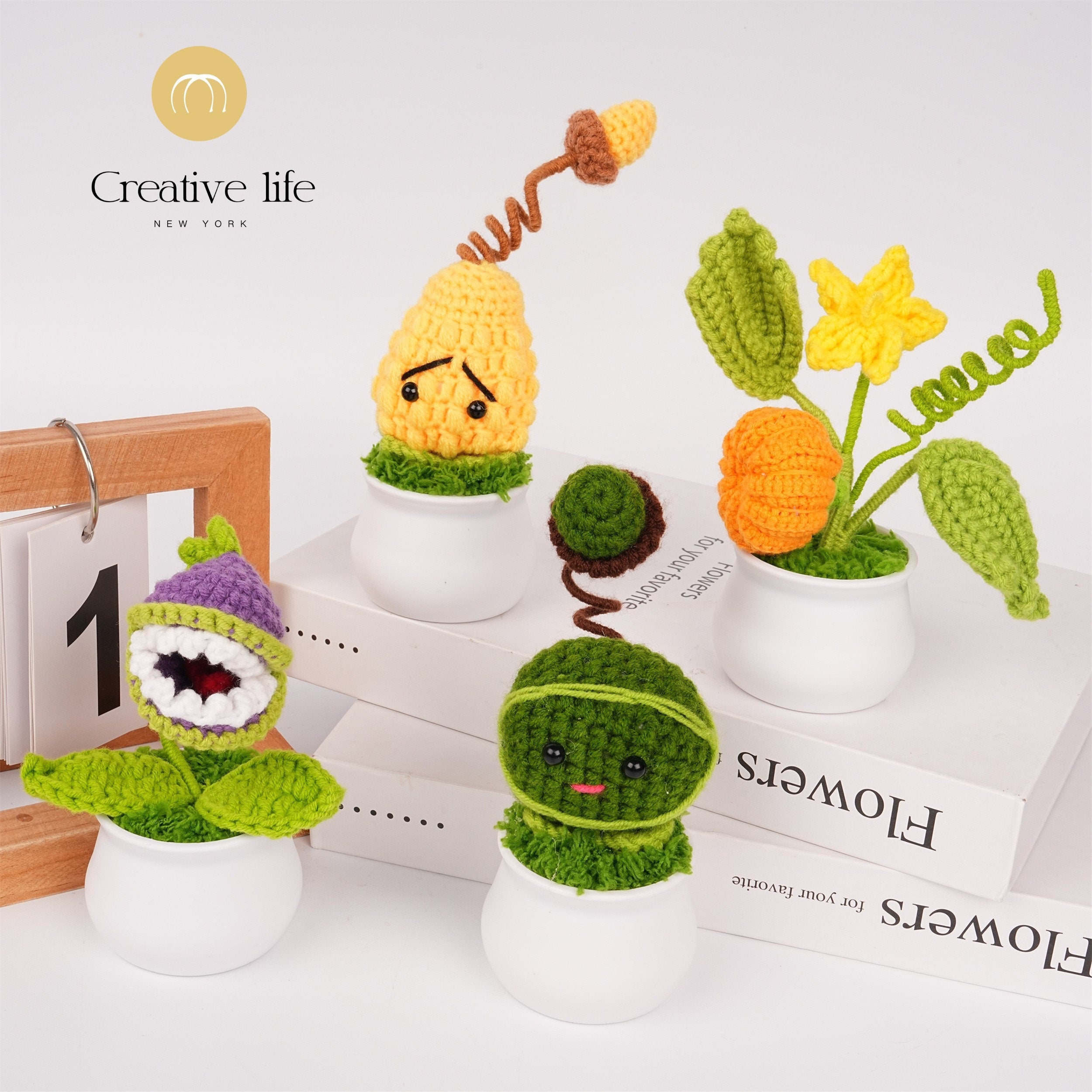 Handmade Crochet Mini Plants vs. Zombies FlowerPot Oranment