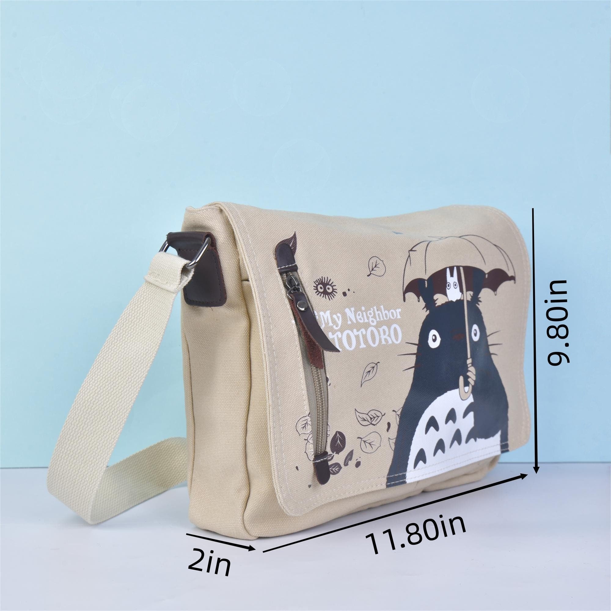 Handmade Anime Totoro Canvas Crossbody Bag,Message Bag