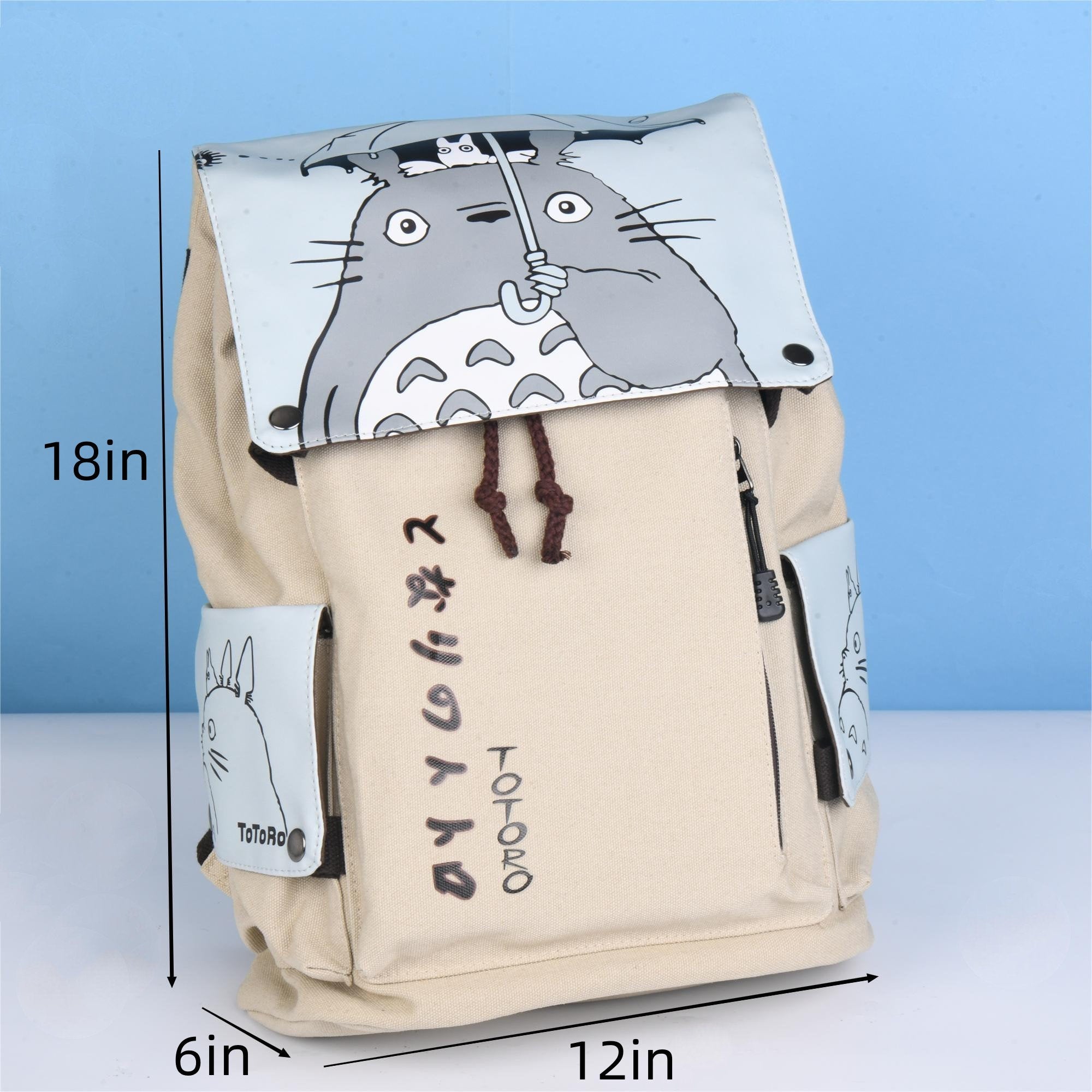 Handmade Cartoon Canvas Totoro School Bag