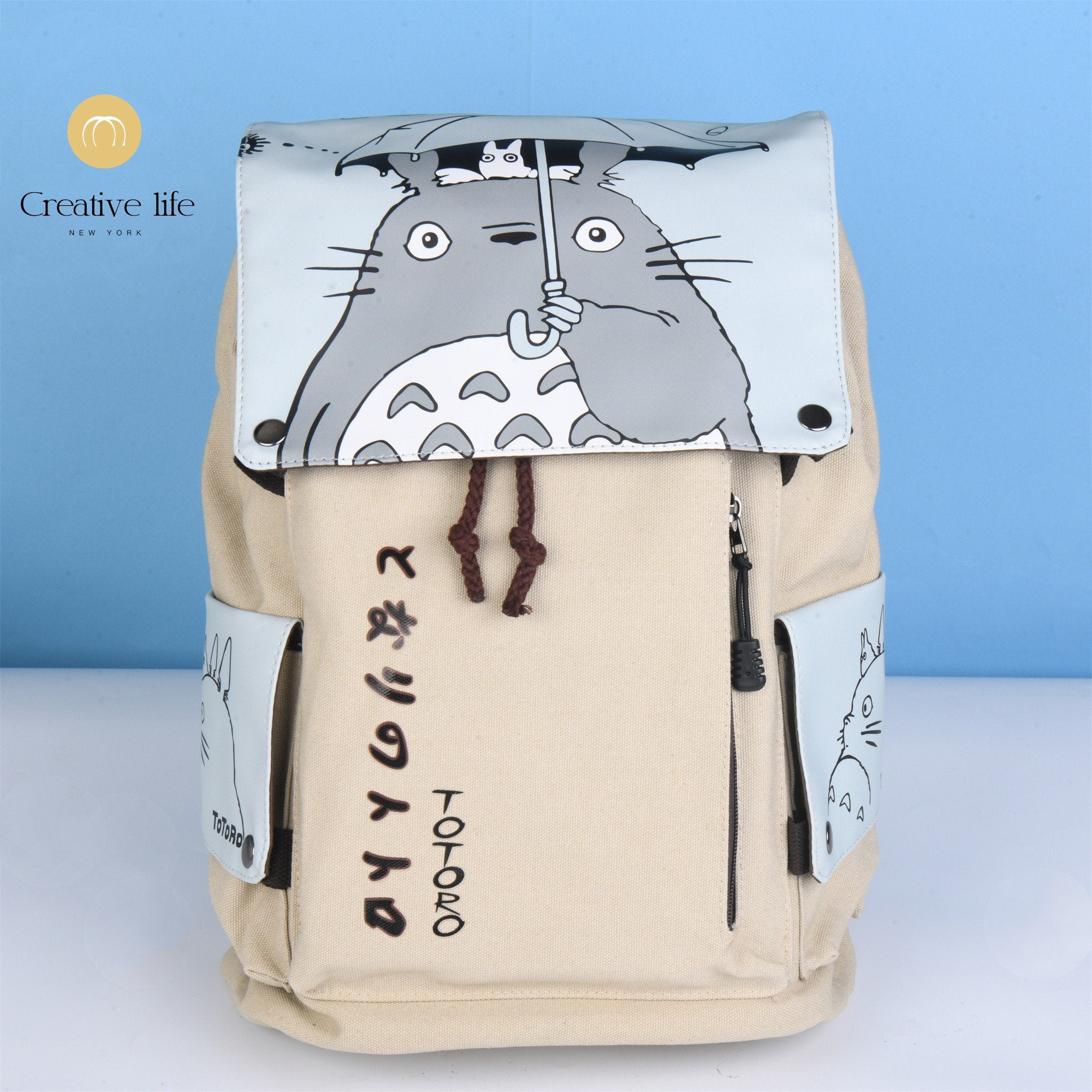 Handmade Cartoon Canvas Totoro School Bag