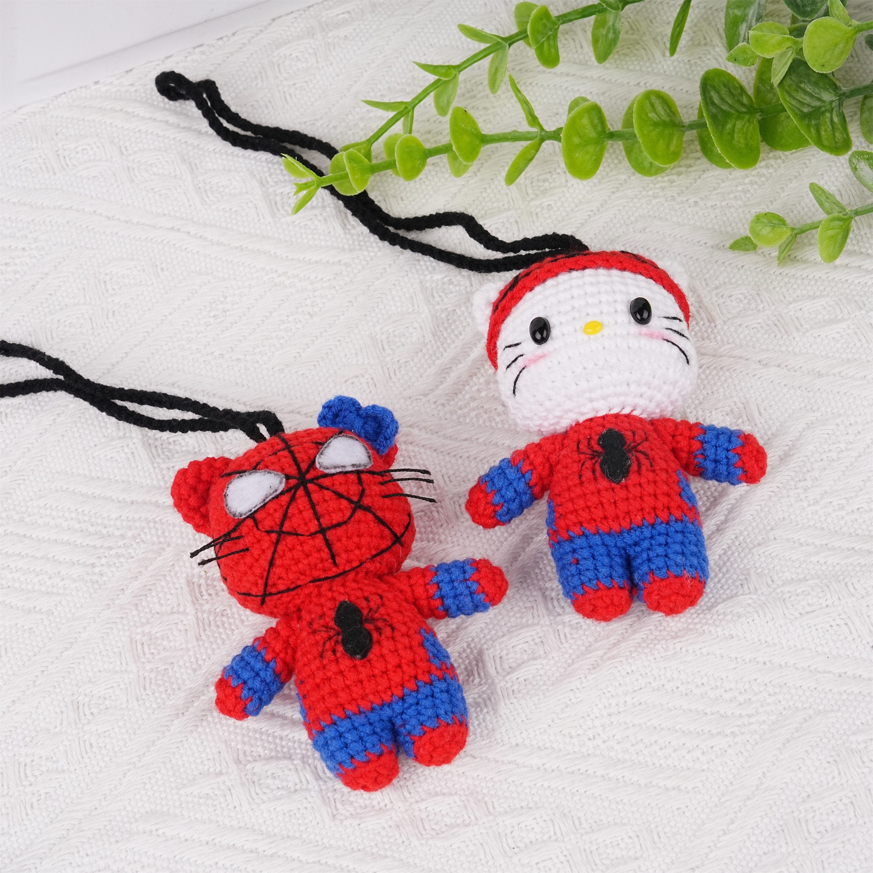 Handmade Crochet Spider Kitty Car Doll Pendant Oranment