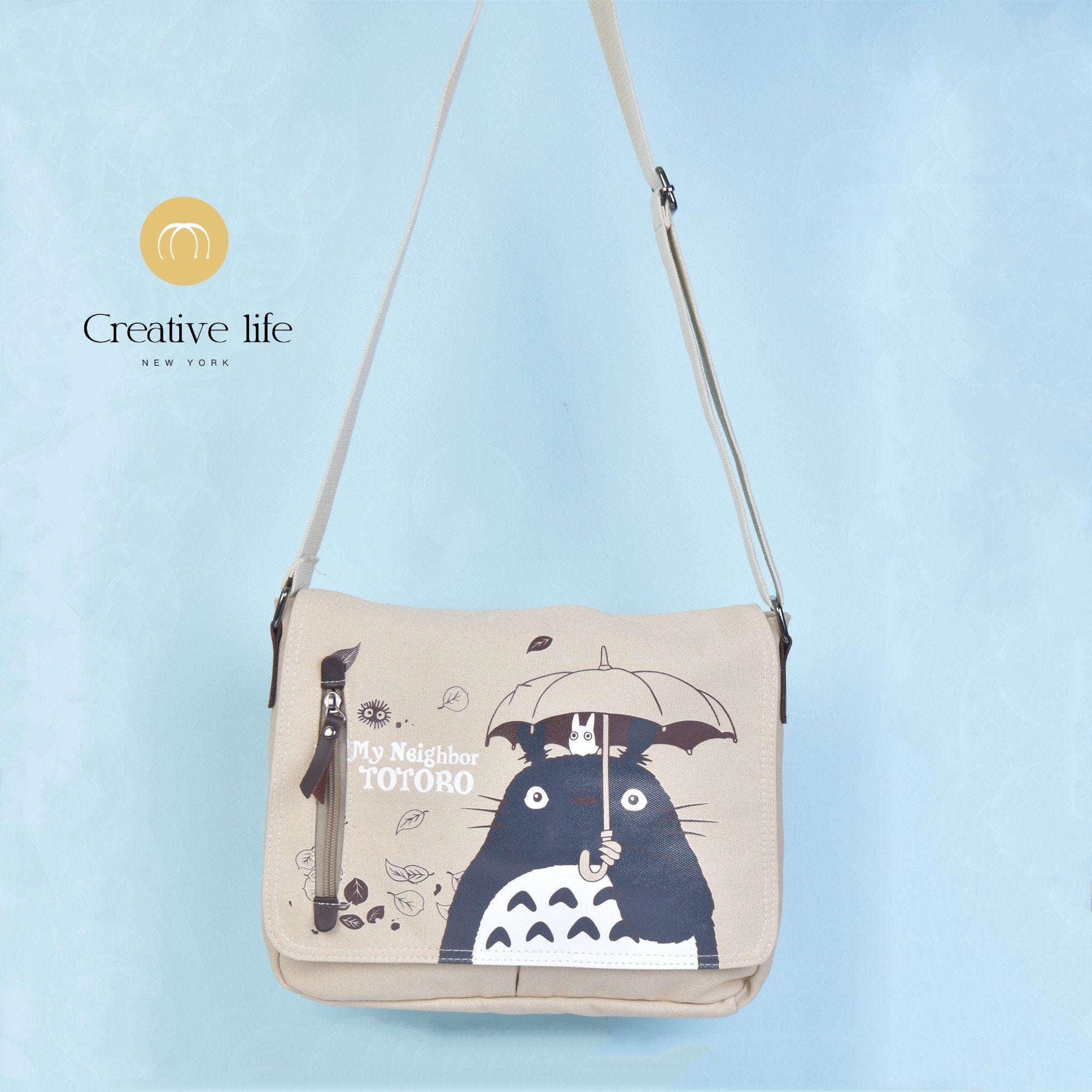 Handmade Anime Totoro Canvas Crossbody Bag,Message Bag