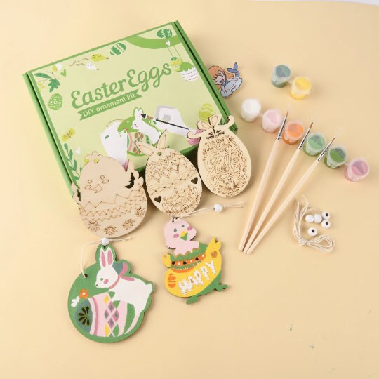 CLEARANCE 5PCS DIY Easter Painting Wooden Pendant