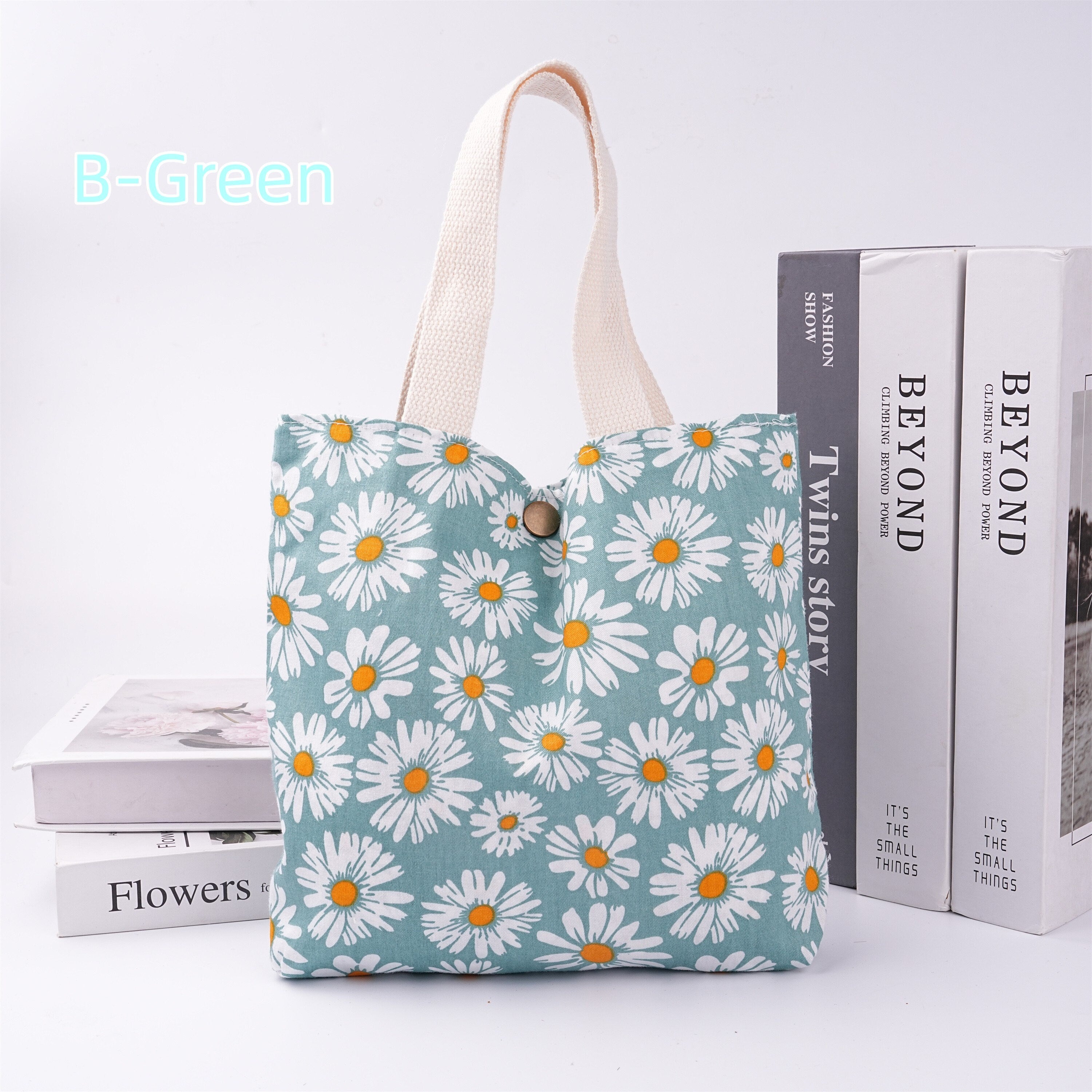 Handmade Daisy Cotton Fabric Tote Bag