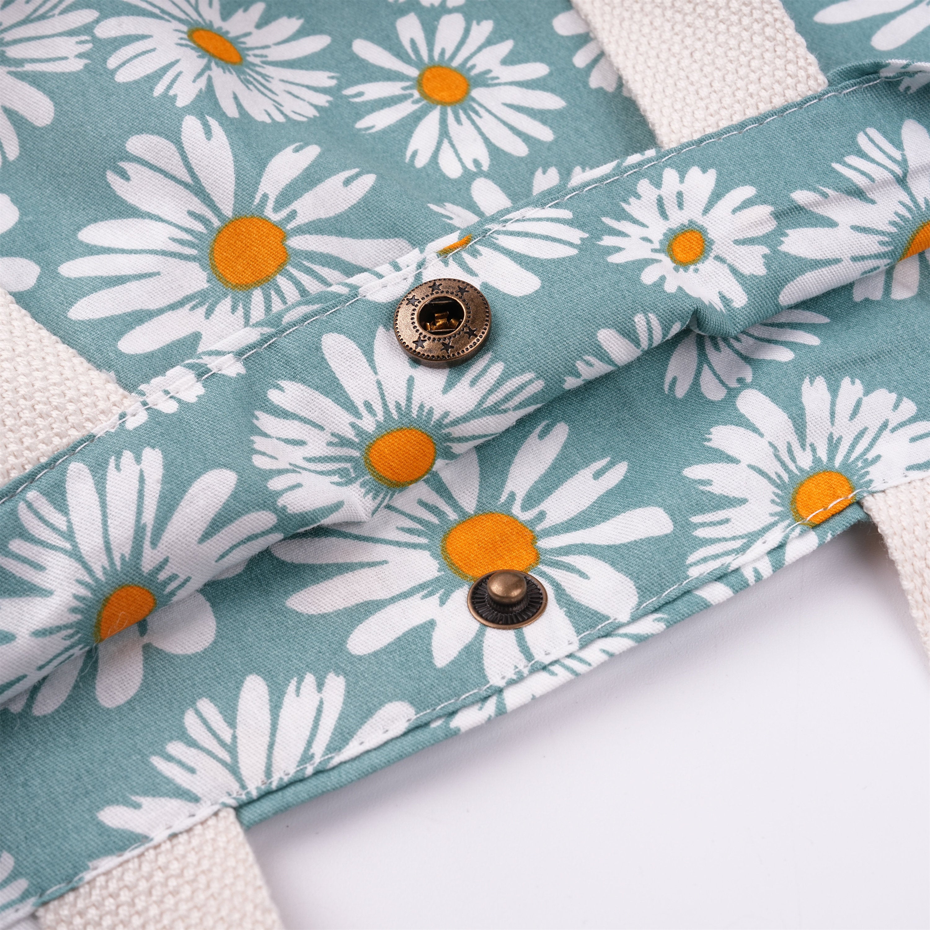 Handmade Daisy Cotton Fabric Tote Bag