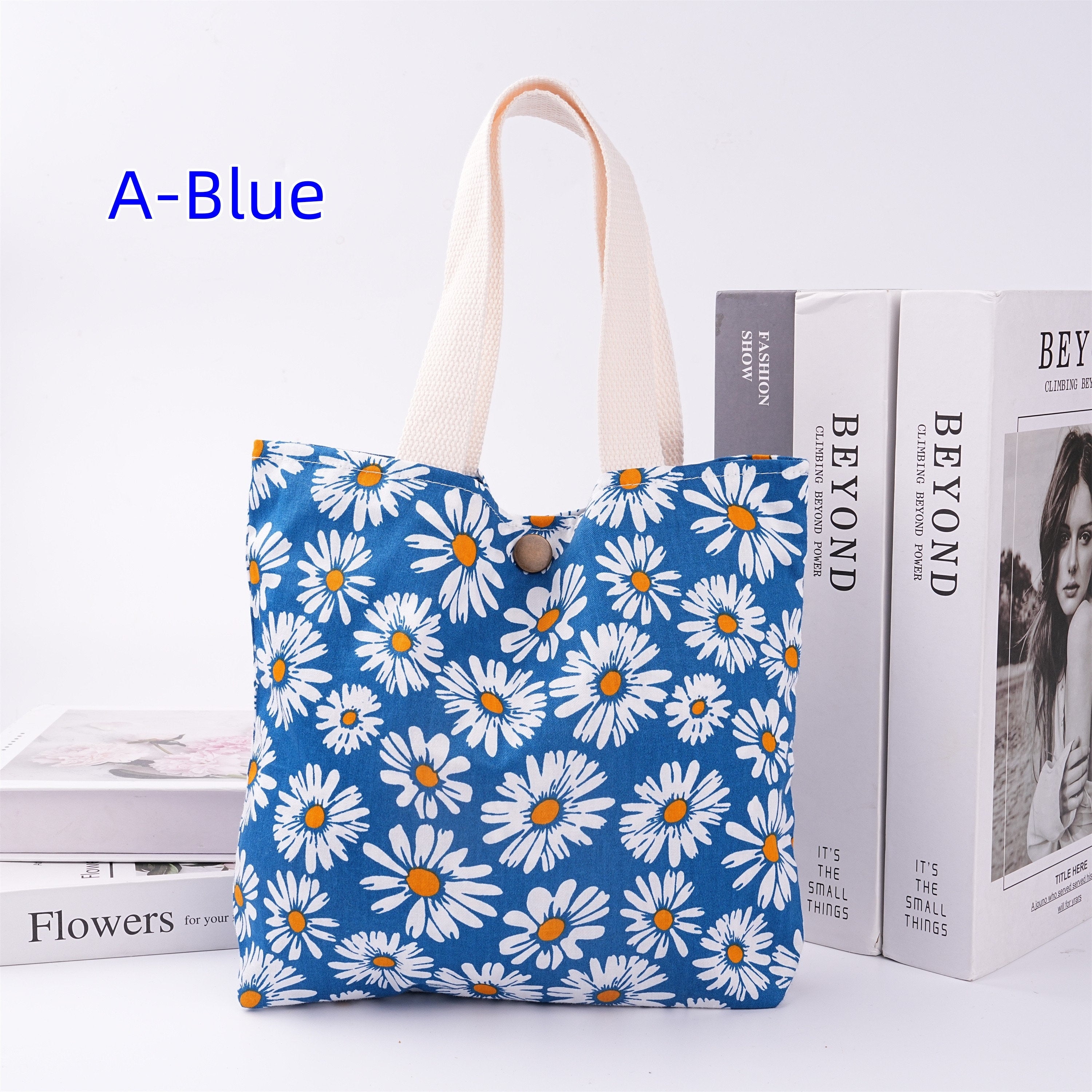Handmade Daisy Cotton Fabric Tote Bag