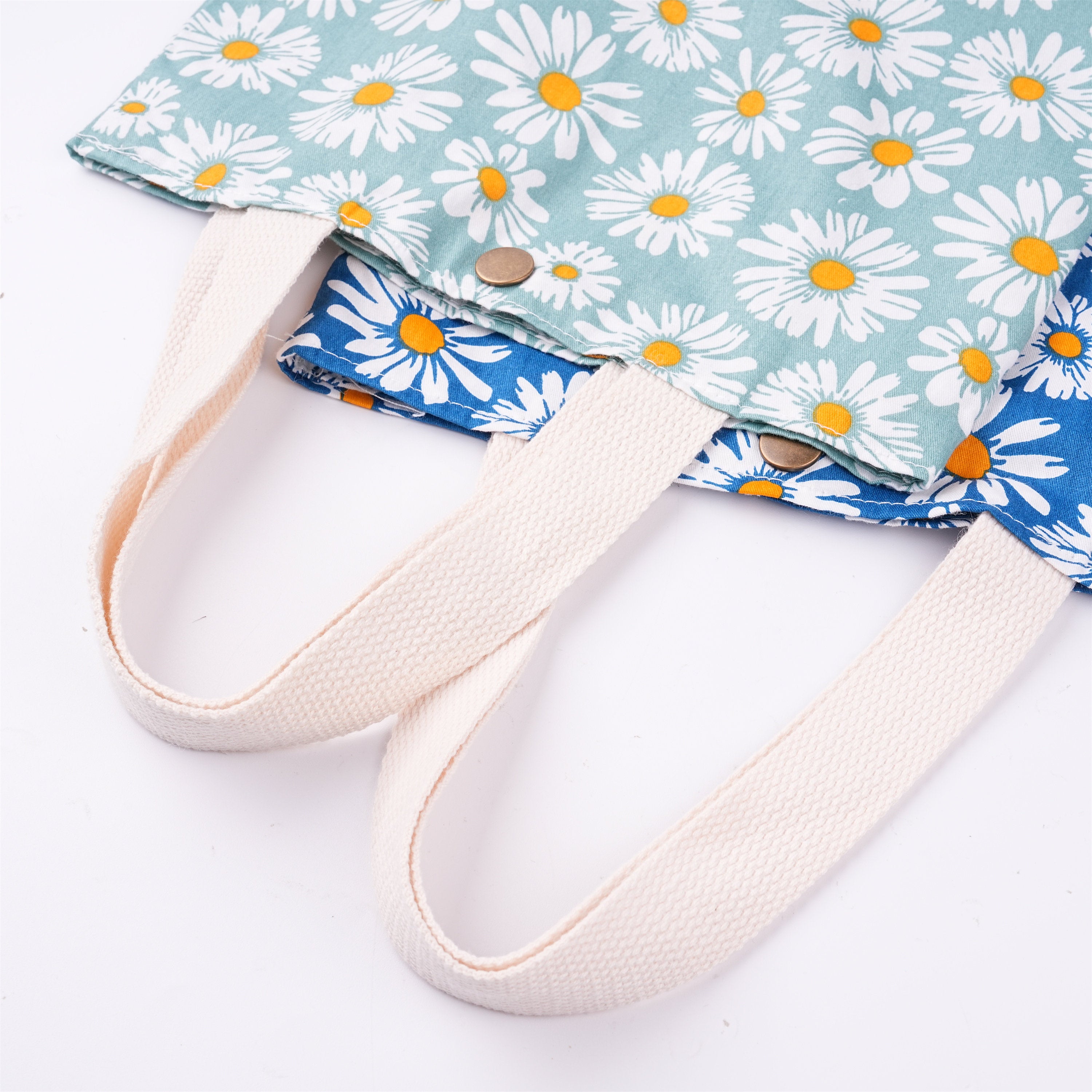 Handmade Daisy Cotton Fabric Tote Bag