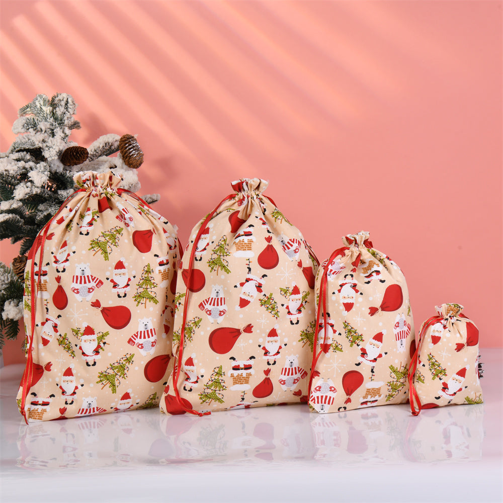 XL/L/M/S Christmas Cute Fabric Drawstring Gift Bags