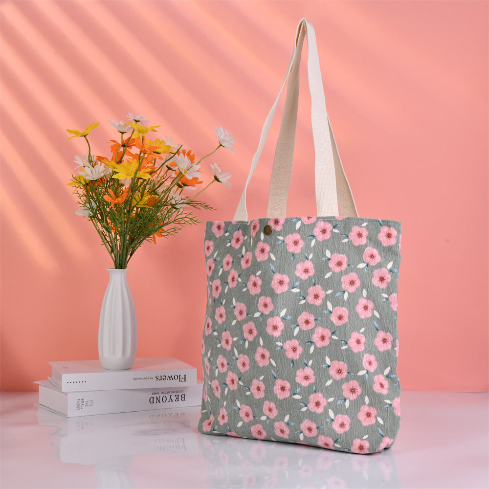 Large Daisy Floral Corduroy Handmade Tote Bag