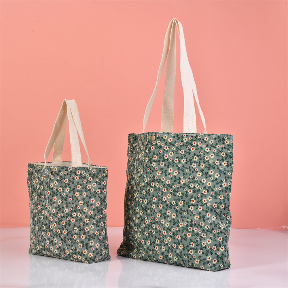 Large Daisy Floral Corduroy Handmade Tote Bag