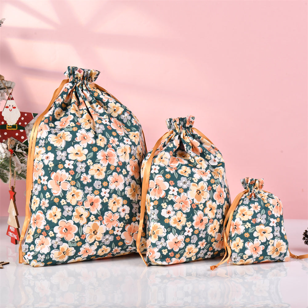 L/M/S Flowers Handmade Drawstring Gift Bag