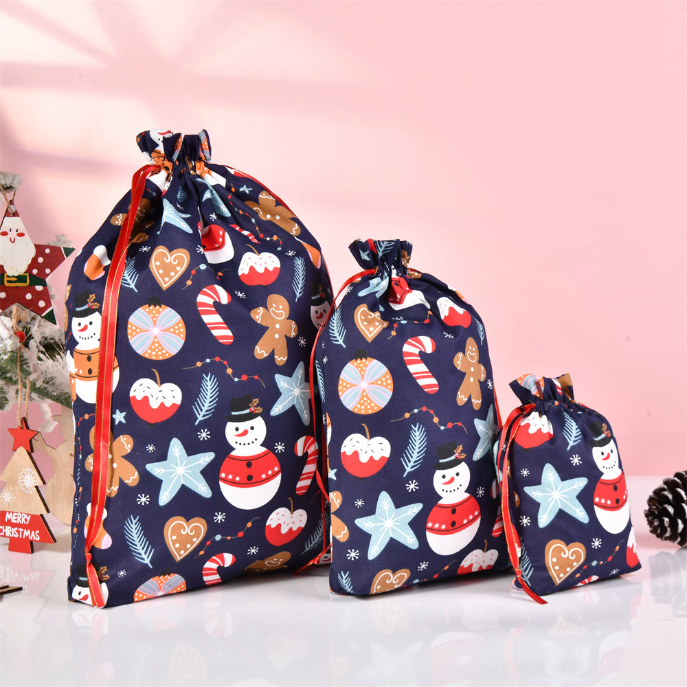S/M/L Christmas Xmas Decoration Drawstring Gift Bags