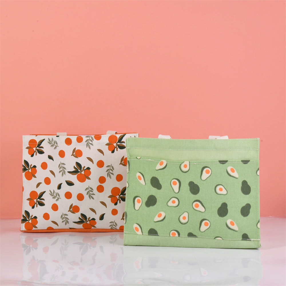 Large Lemon Orange Avocado Peach Autumn Canvas Tote Bag