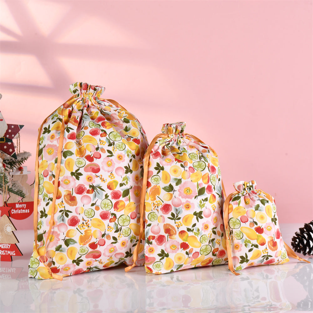 S/M/L Fruits And Flowers Drawstring Gift Bags