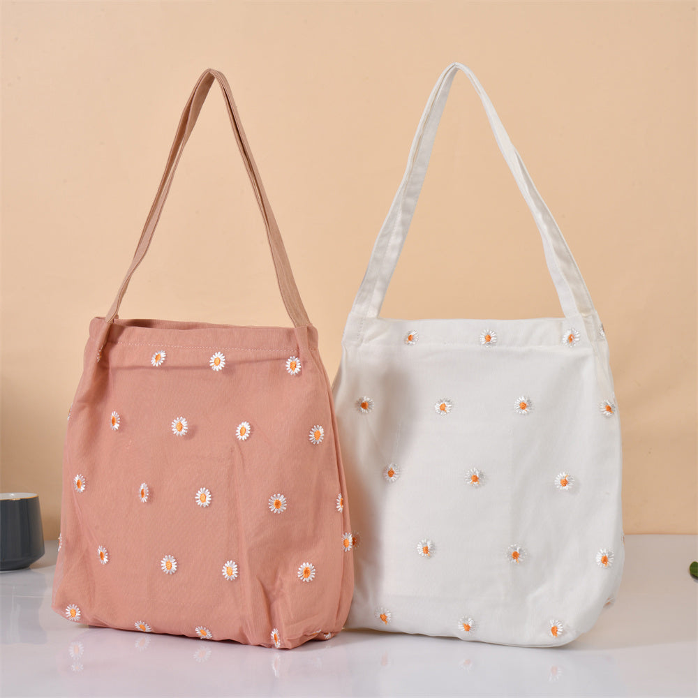 Daisy Lace Embroidery Mesh Fall Medium Tote Bag