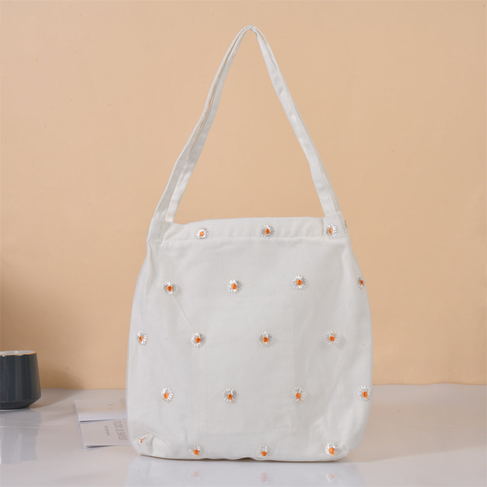 Daisy Lace Embroidery Mesh Fall Medium Tote Bag