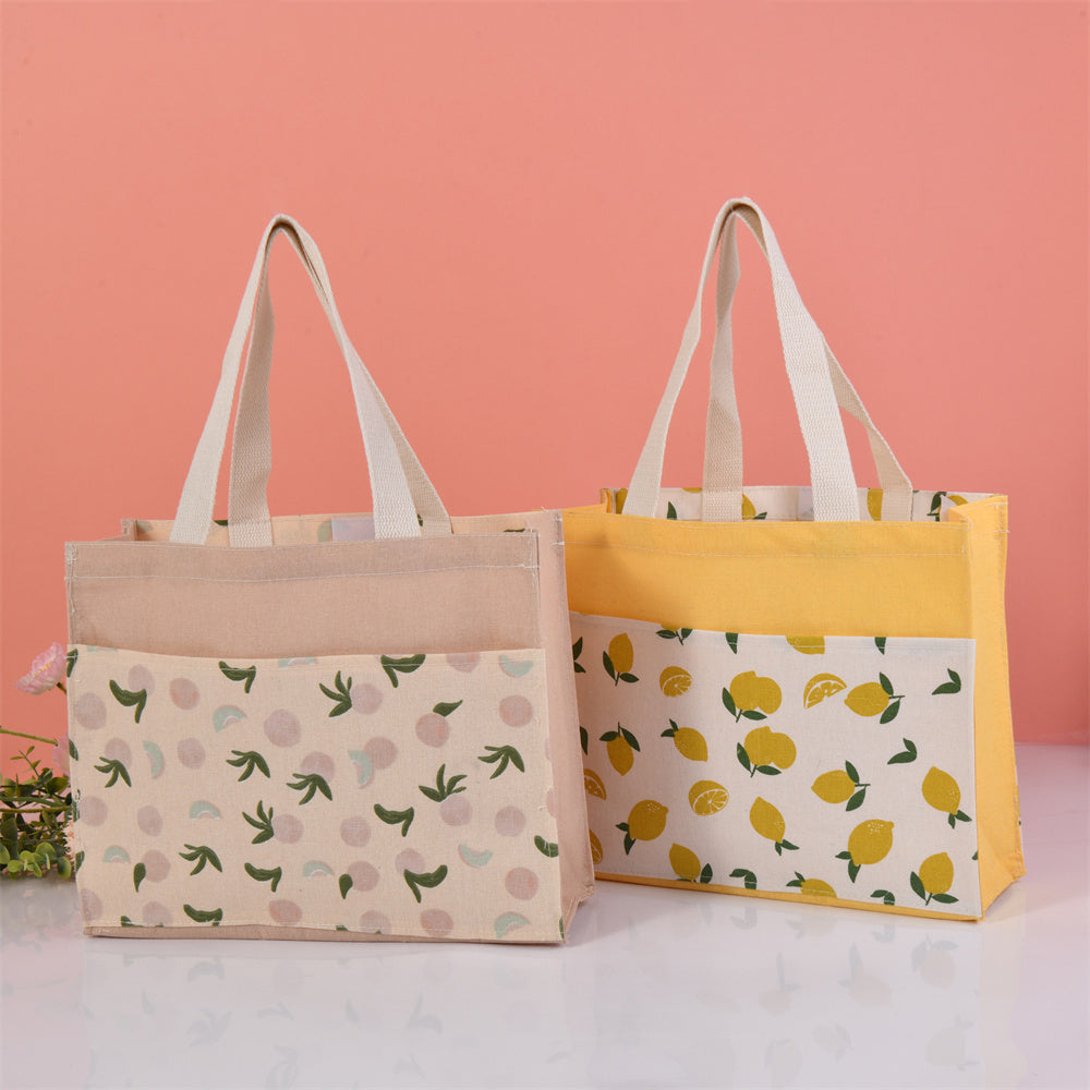 Large Lemon Orange Avocado Peach Autumn Canvas Tote Bag