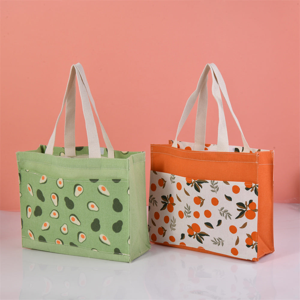 Large Lemon Orange Avocado Peach Autumn Canvas Tote Bag