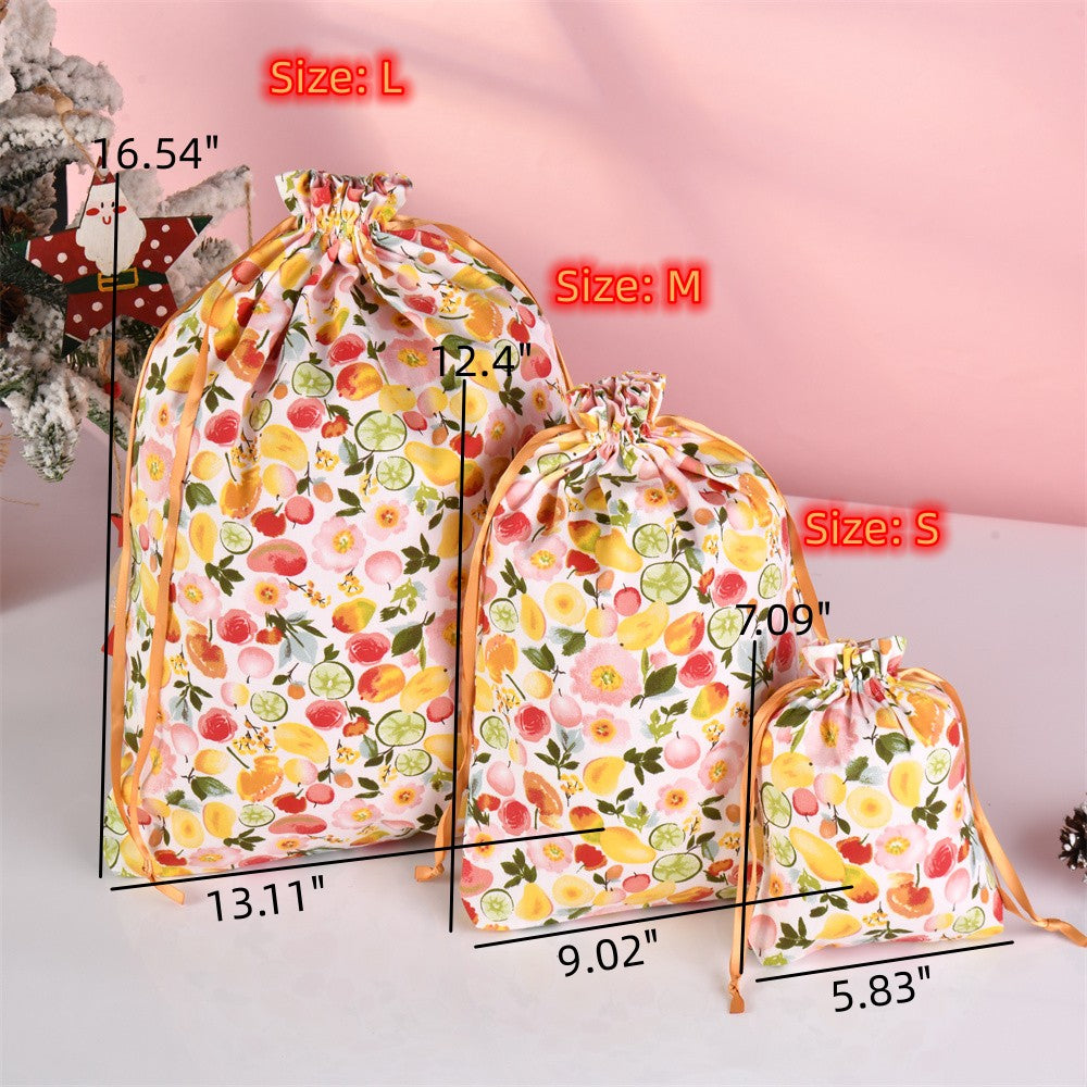 S/M/L Fruits And Flowers Drawstring Gift Bags