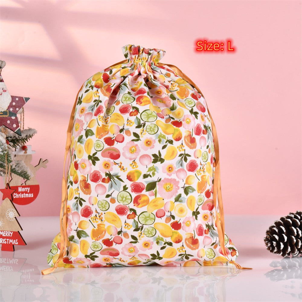 S/M/L Fruits And Flowers Drawstring Gift Bags