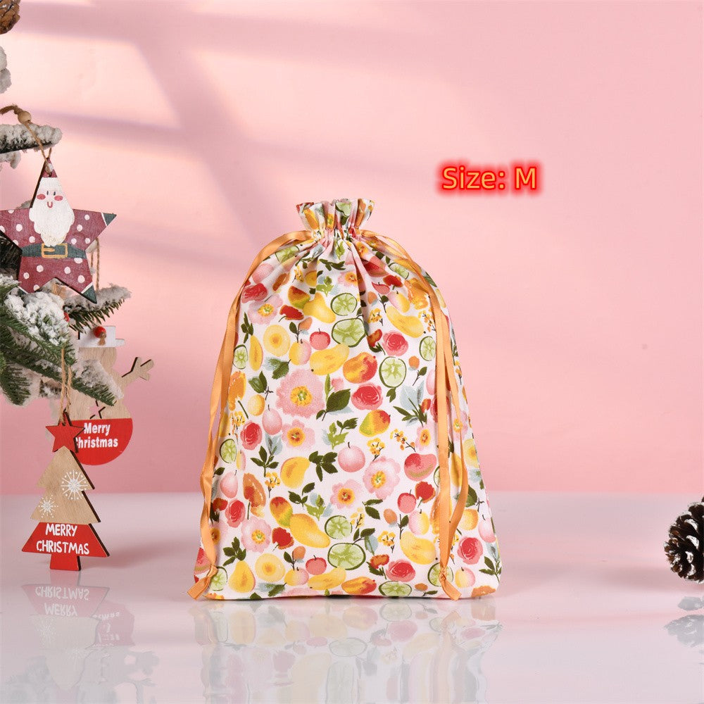 S/M/L Fruits And Flowers Drawstring Gift Bags