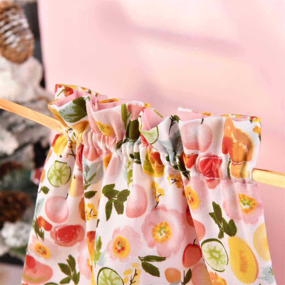 S/M/L Fruits And Flowers Drawstring Gift Bags