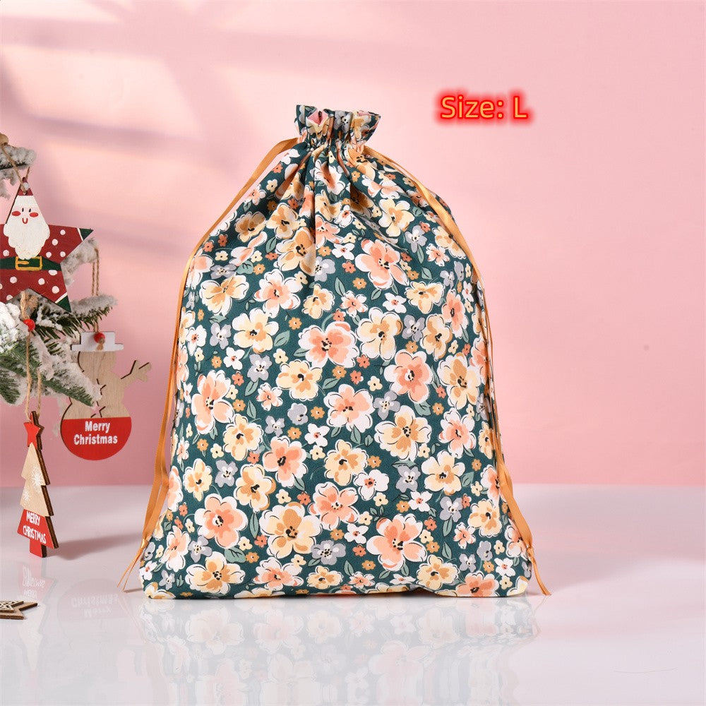L/M/S Flowers Handmade Drawstring Gift Bag