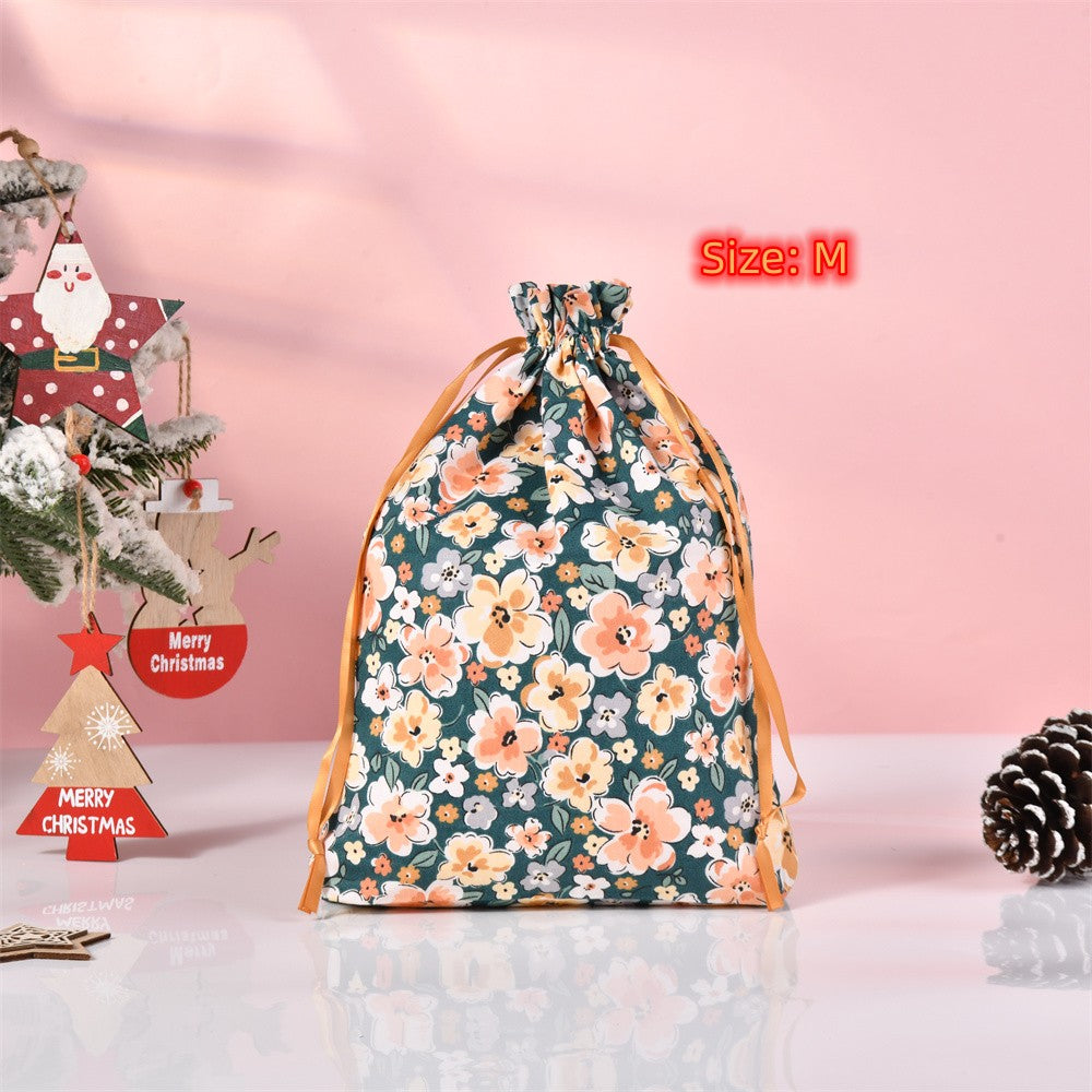 L/M/S Flowers Handmade Drawstring Gift Bag