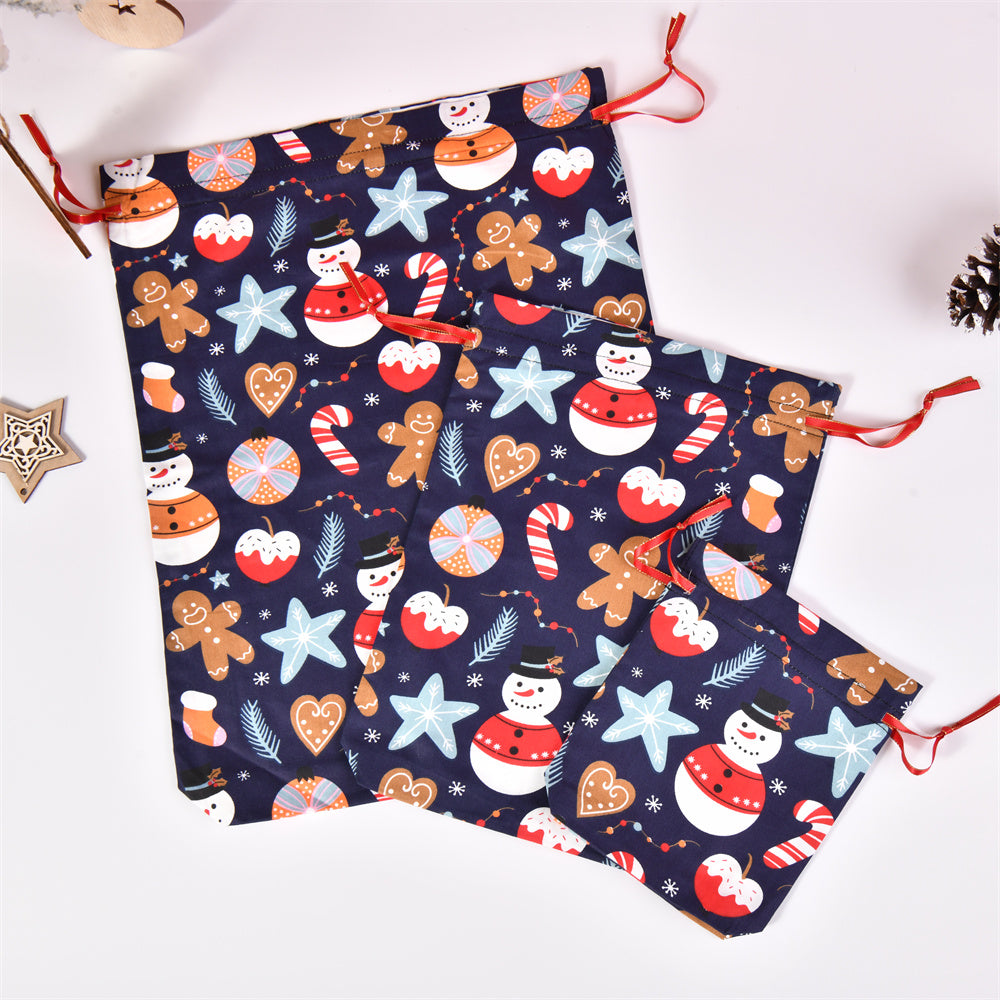 S/M/L Christmas Xmas Decoration Drawstring Gift Bags