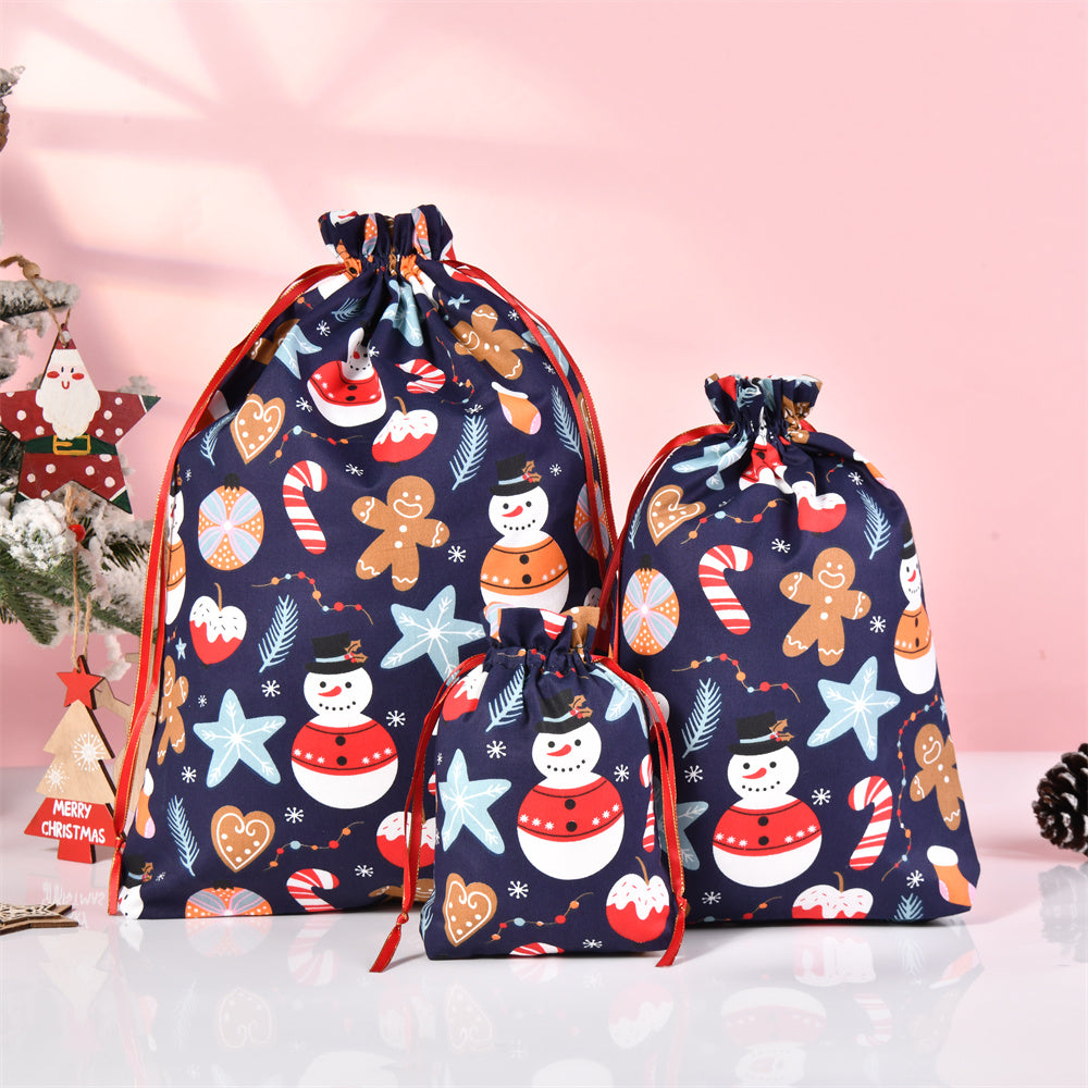 S/M/L Christmas Xmas Decoration Drawstring Gift Bags