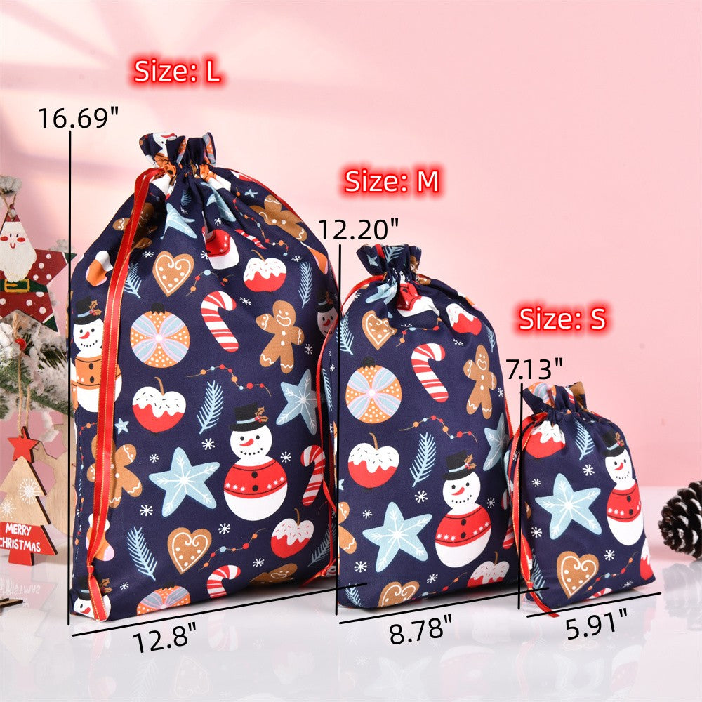 S/M/L Christmas Xmas Decoration Drawstring Gift Bags