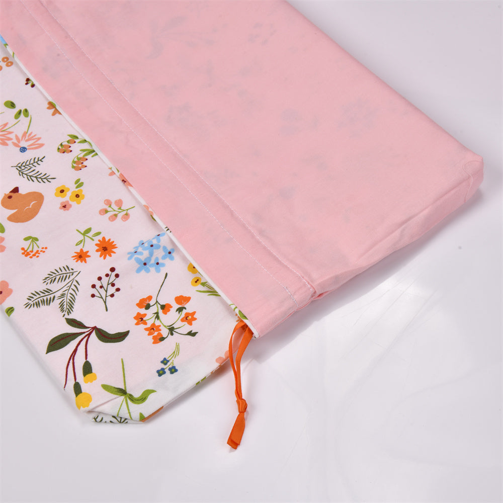 Yellow Duck Floral Cotton Fabric Drawstring Gift Bag