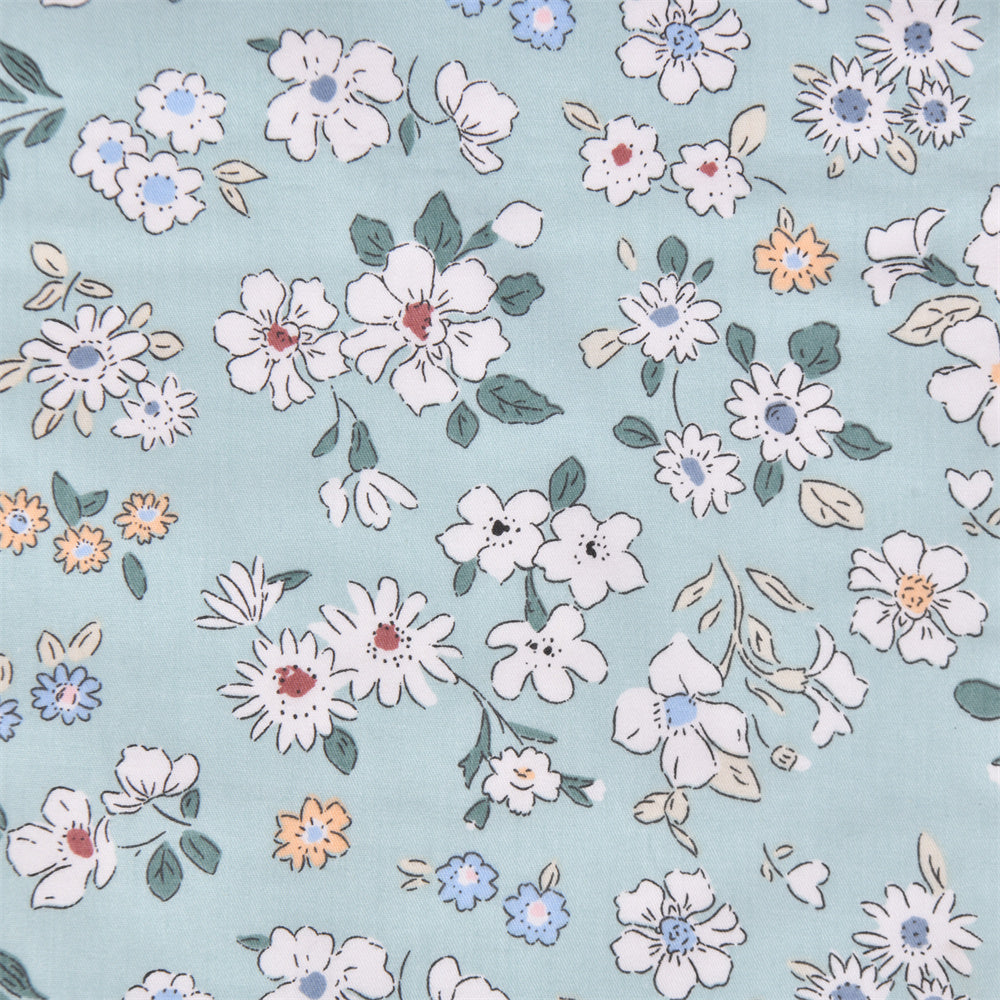 Light Green Flower Cotton Drawstring Gift Bag