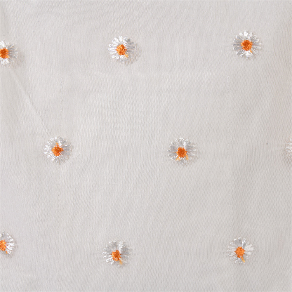 Daisy Lace Embroidery Mesh Fall Medium Tote Bag