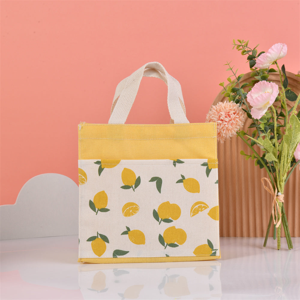 Medium Lemon/Orange/Avocado Autumn Canvas Tote Bag