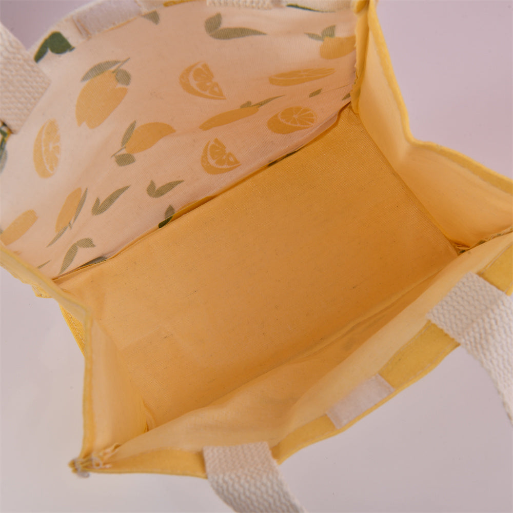 Medium Lemon/Orange/Avocado Autumn Canvas Tote Bag