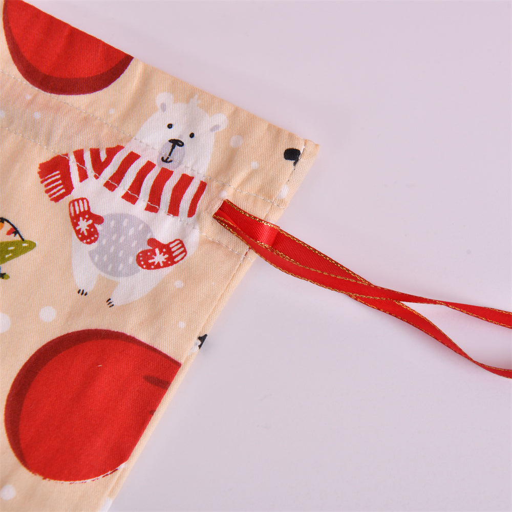 XL/L/M/S Christmas Cute Fabric Drawstring Gift Bags