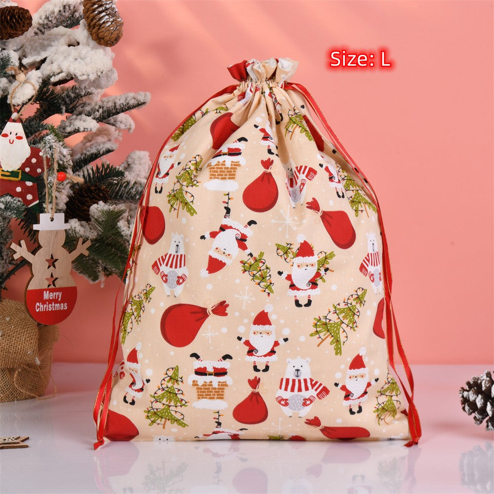 XL/L/M/S Christmas Cute Fabric Drawstring Gift Bags