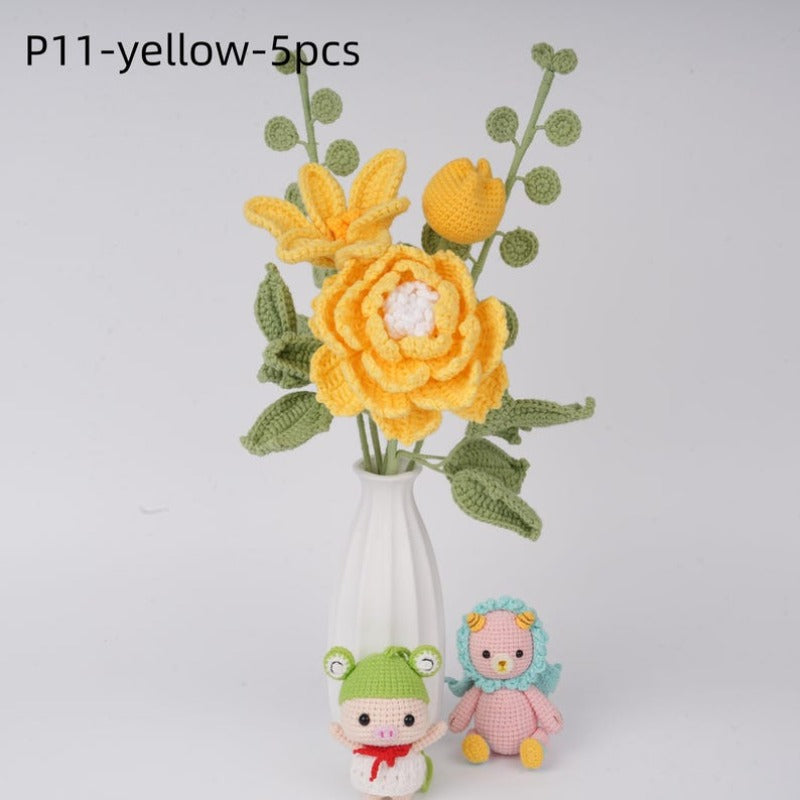 Crochet Flowers Boquet,Peony,Tulip,Daisy,Home Decor