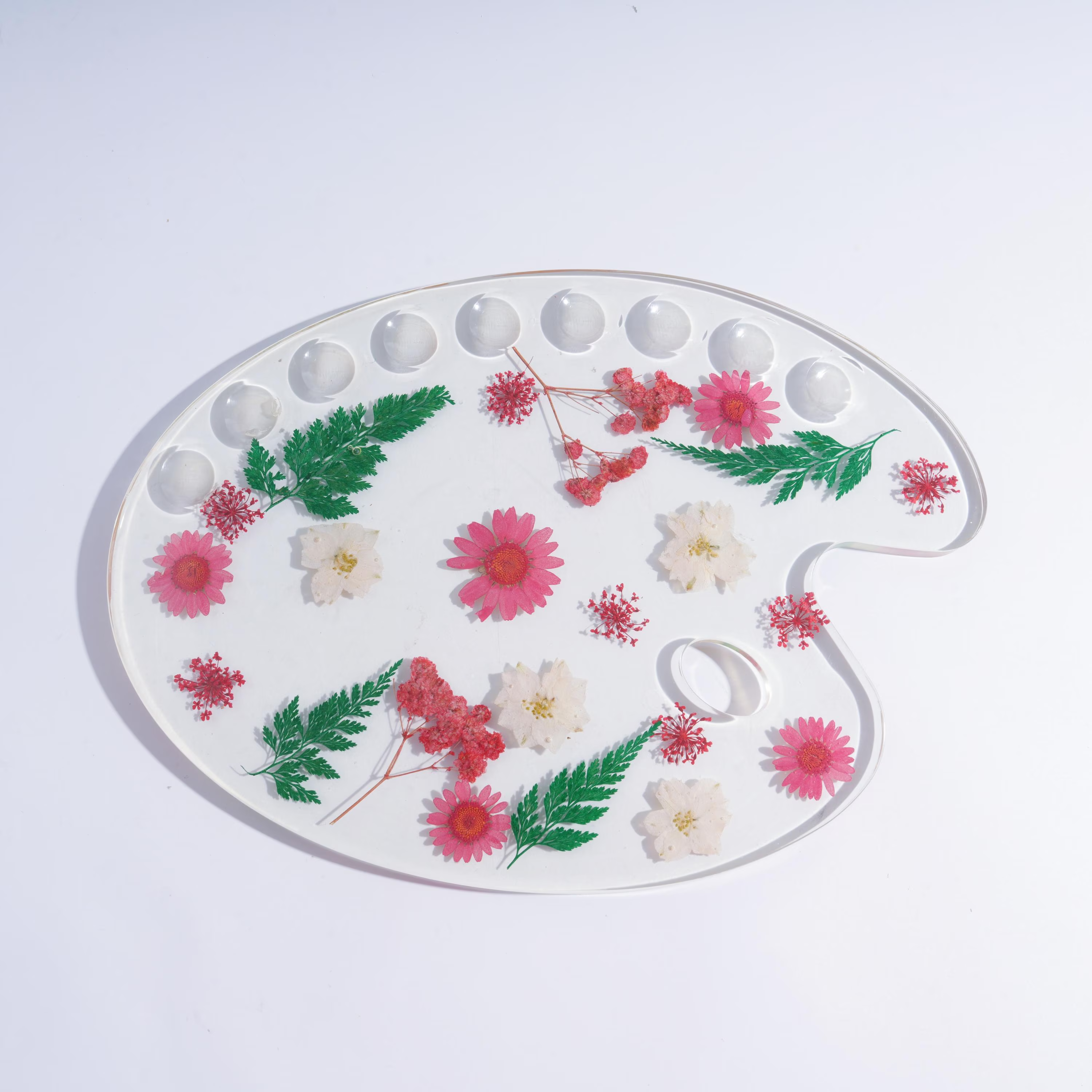 Handmade Floral Resin Paint Palette, Dried Flower Art, Artist Tool
