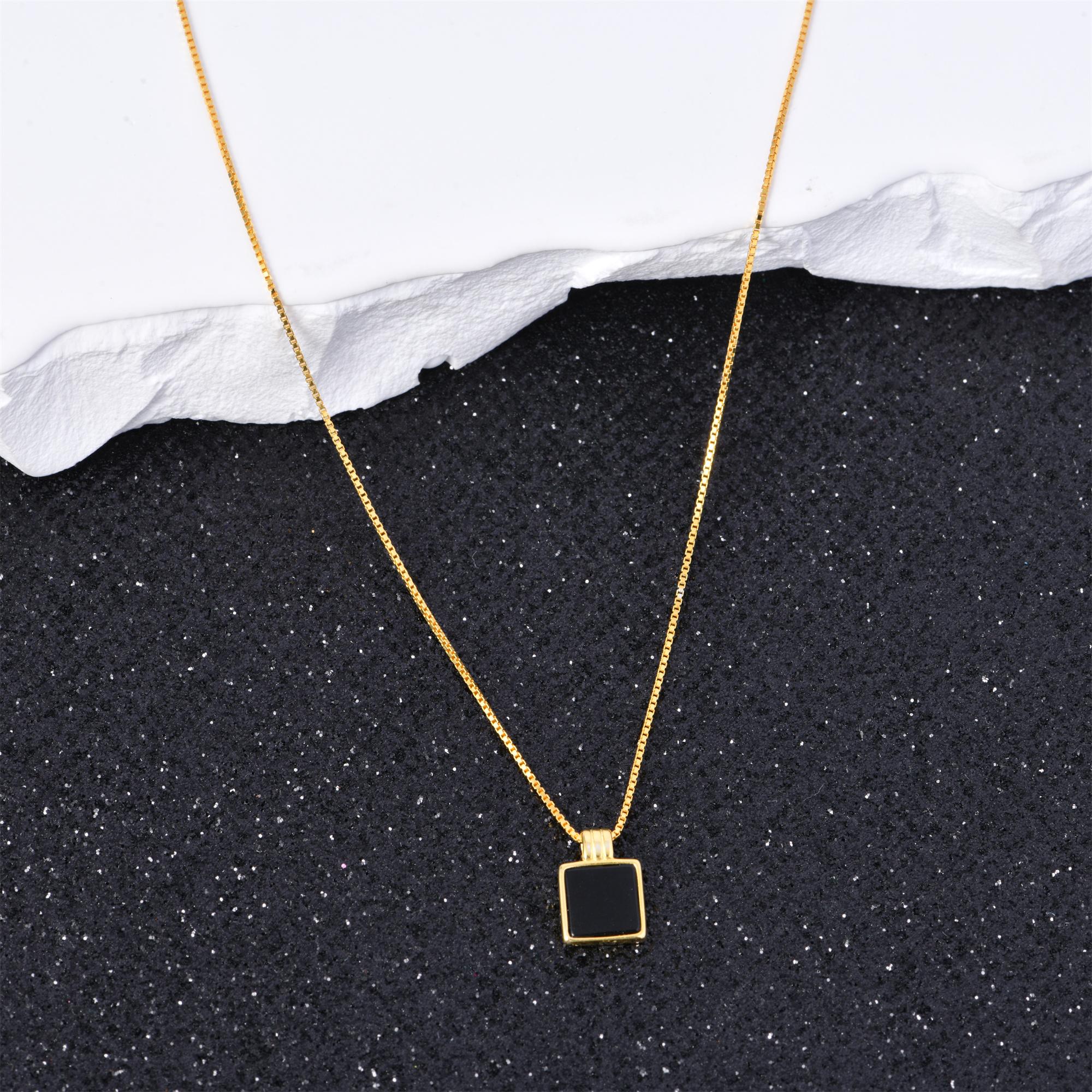 16'' Sliver Gold Square Necklace,Minimalist Necklace for Women,Box Chain necklace, Delicate Black Necklace, Golden choker, Birthday/Mother's Day Gift