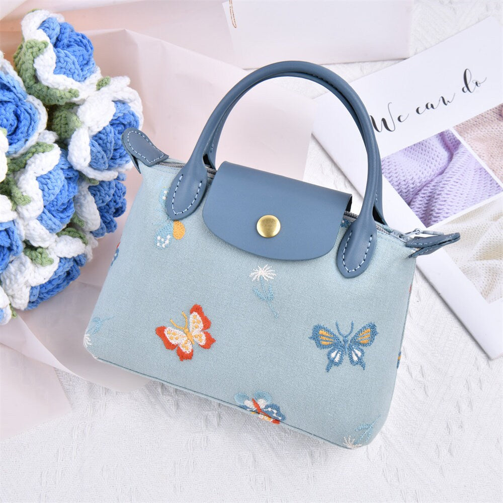 Handmade Babys Breath/Pumpkin Embroidered Totes
