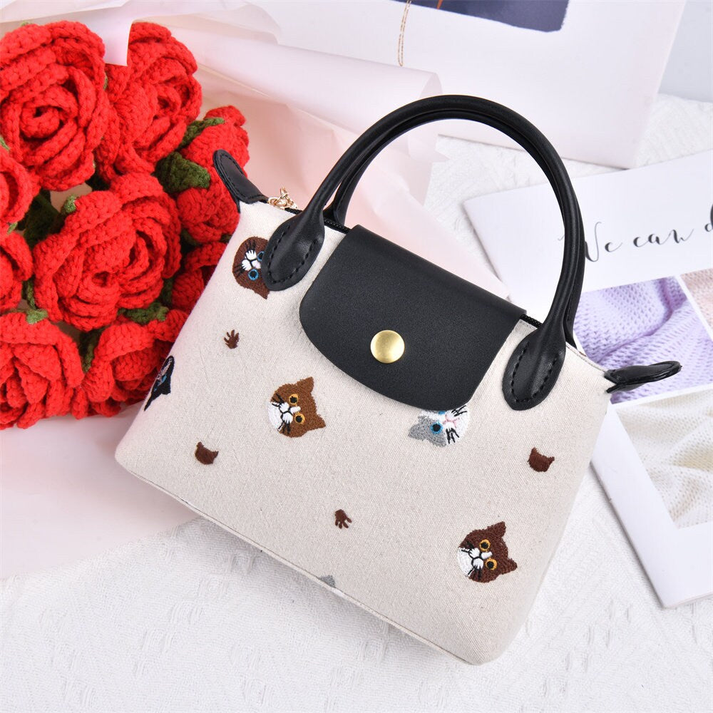 Handmade Babys Breath/Pumpkin Embroidered Totes