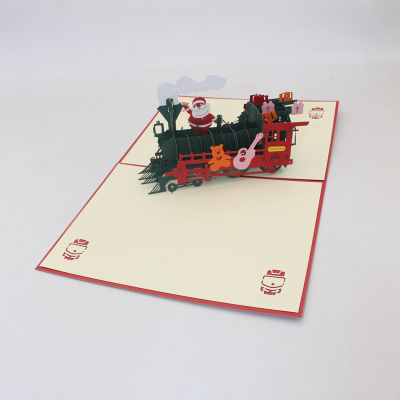 Cute Christmas Train Pop Up Card