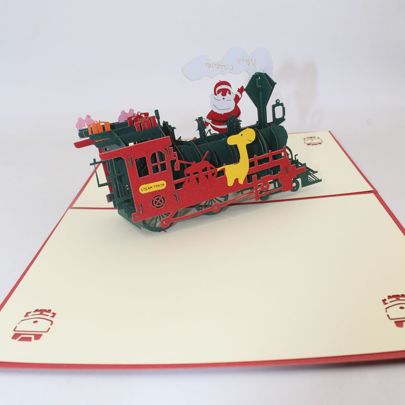 Cute Christmas Train Pop Up Card