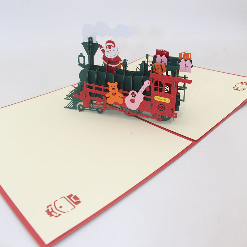 Cute Christmas Train Pop Up Card